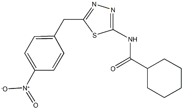 N-(5-{4-nitrobenzyl}-1,3,4-thiadiazol-2-yl)cyclohexanecarboxamide Struktur