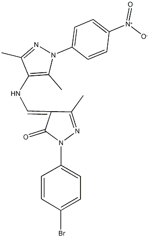 2-(4-bromophenyl)-4-{[(1-{4-nitrophenyl}-3,5-dimethyl-1H-pyrazol-4-yl)amino]methylene}-5-methyl-2,4-dihydro-3H-pyrazol-3-one Struktur