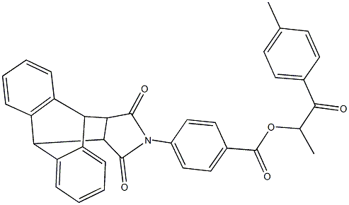 1-methyl-2-(4-methylphenyl)-2-oxoethyl 4-(16,18-dioxo-17-azapentacyclo[6.6.5.0~2,7~.0~9,14~.0~15,19~]nonadeca-2,4,6,9,11,13-hexaen-17-yl)benzoate Struktur