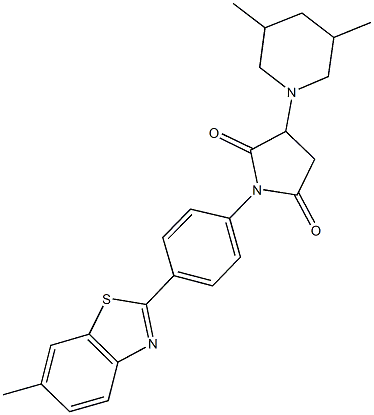 3-(3,5-dimethyl-1-piperidinyl)-1-[4-(6-methyl-1,3-benzothiazol-2-yl)phenyl]-2,5-pyrrolidinedione Struktur