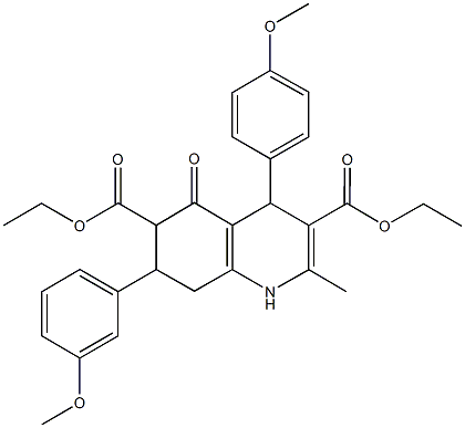 diethyl 7-(3-methoxyphenyl)-4-(4-methoxyphenyl)-2-methyl-5-oxo-1,4,5,6,7,8-hexahydro-3,6-quinolinedicarboxylate Struktur