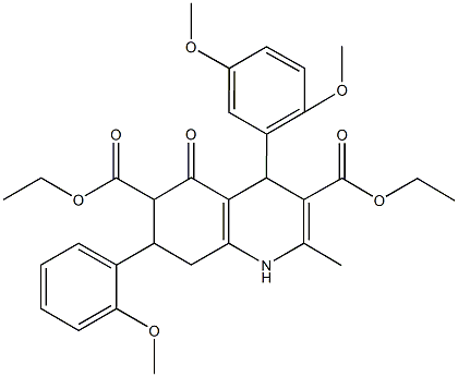 diethyl 4-(2,5-dimethoxyphenyl)-7-(2-methoxyphenyl)-2-methyl-5-oxo-1,4,5,6,7,8-hexahydro-3,6-quinolinedicarboxylate Struktur