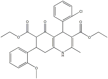 diethyl 4-(2-chlorophenyl)-7-(2-methoxyphenyl)-2-methyl-5-oxo-1,4,5,6,7,8-hexahydro-3,6-quinolinedicarboxylate Struktur