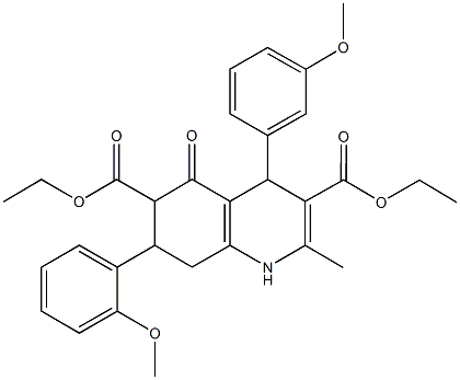 diethyl 7-(2-methoxyphenyl)-4-(3-methoxyphenyl)-2-methyl-5-oxo-1,4,5,6,7,8-hexahydro-3,6-quinolinedicarboxylate Struktur