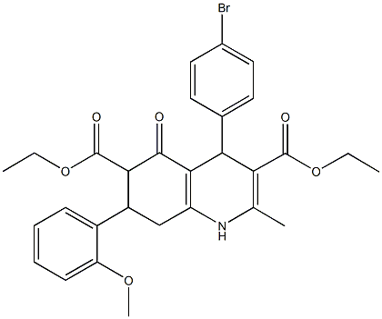 diethyl 4-(4-bromophenyl)-7-(2-methoxyphenyl)-2-methyl-5-oxo-1,4,5,6,7,8-hexahydro-3,6-quinolinedicarboxylate Struktur