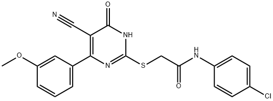 N-(4-chlorophenyl)-2-{[5-cyano-4-(3-methoxyphenyl)-6-oxo-1,6-dihydropyrimidin-2-yl]sulfanyl}acetamide Struktur