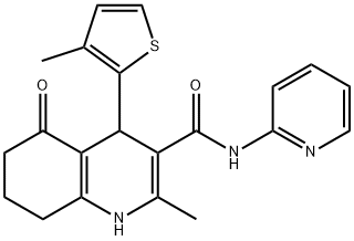 2-methyl-4-(3-methylthien-2-yl)-5-oxo-N-pyridin-2-yl-1,4,5,6,7,8-hexahydroquinoline-3-carboxamide Struktur