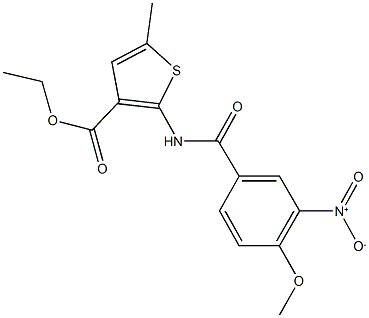 ethyl 2-({3-nitro-4-methoxybenzoyl}amino)-5-methyl-3-thiophenecarboxylate Struktur