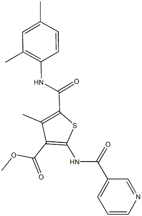 methyl 5-[(2,4-dimethylanilino)carbonyl]-4-methyl-2-[(3-pyridinylcarbonyl)amino]-3-thiophenecarboxylate Struktur