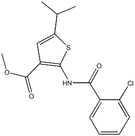 methyl 2-[(2-chlorobenzoyl)amino]-5-isopropylthiophene-3-carboxylate Struktur