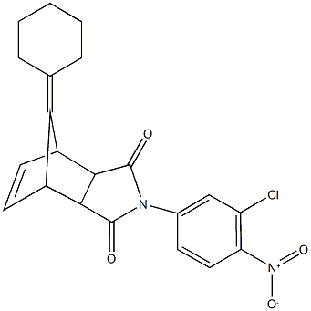 4-{3-chloro-4-nitrophenyl}-10-cyclohexylidene-4-azatricyclo[5.2.1.0~2,6~]dec-8-ene-3,5-dione Struktur