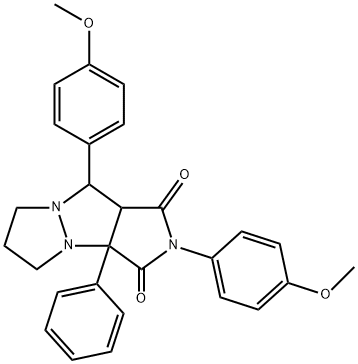 2,9-bis(4-methoxyphenyl)-3a-phenyltetrahydro-5H-pyrazolo[1,2-a]pyrrolo[3,4-c]pyrazole-1,3(2H,3aH)-dione Struktur