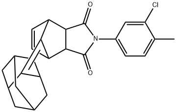 4-(3-chloro-4-methylphenyl)-10-tricyclo[3.3.1.1~3,7~]dec-2-ylidene-4-azatricyclo[5.2.1.0~2,6~]dec-8-ene-3,5-dione Struktur