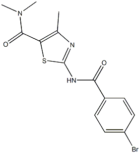 2-[(4-bromobenzoyl)amino]-N,N,4-trimethyl-1,3-thiazole-5-carboxamide Struktur