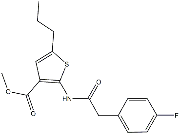 methyl 2-{[(4-fluorophenyl)acetyl]amino}-5-propyl-3-thiophenecarboxylate Struktur