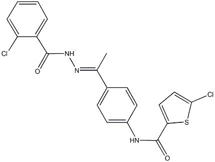 5-chloro-N-{4-[N-(2-chlorobenzoyl)ethanehydrazonoyl]phenyl}-2-thiophenecarboxamide Struktur