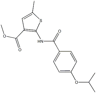 methyl 2-[(4-isopropoxybenzoyl)amino]-5-methyl-3-thiophenecarboxylate Struktur