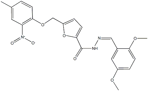 N'-(2,5-dimethoxybenzylidene)-5-({2-nitro-4-methylphenoxy}methyl)-2-furohydrazide Struktur