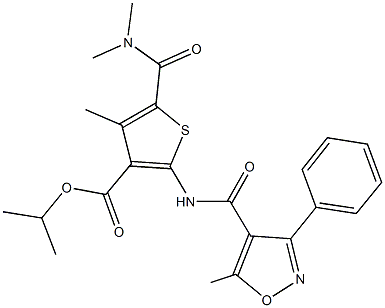 isopropyl 5-[(dimethylamino)carbonyl]-4-methyl-2-{[(5-methyl-3-phenyl-4-isoxazolyl)carbonyl]amino}-3-thiophenecarboxylate Struktur