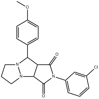 2-(3-chlorophenyl)-9-(4-methoxyphenyl)tetrahydro-5H-pyrazolo[1,2-a]pyrrolo[3,4-c]pyrazole-1,3(2H,3aH)-dione Struktur