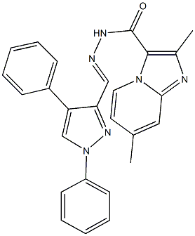 N'-[(1,4-diphenyl-1H-pyrazol-3-yl)methylene]-2,7-dimethylimidazo[1,2-a]pyridine-3-carbohydrazide Struktur