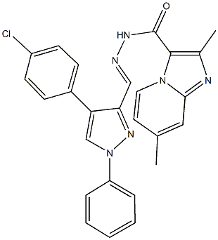 N'-{[4-(4-chlorophenyl)-1-phenyl-1H-pyrazol-3-yl]methylene}-2,7-dimethylimidazo[1,2-a]pyridine-3-carbohydrazide Struktur