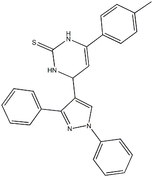 4-(1,3-diphenyl-1H-pyrazol-4-yl)-6-(4-methylphenyl)-3,4-dihydro-2(1H)-pyrimidinethione Struktur