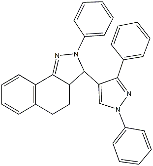 3-(1,3-diphenyl-1H-pyrazol-4-yl)-2-phenyl-3,3a,4,5-tetrahydro-2H-benzo[g]indazole Struktur