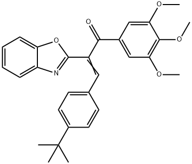 2-(1,3-benzoxazol-2-yl)-3-(4-tert-butylphenyl)-1-(3,4,5-trimethoxyphenyl)-2-propen-1-one Struktur