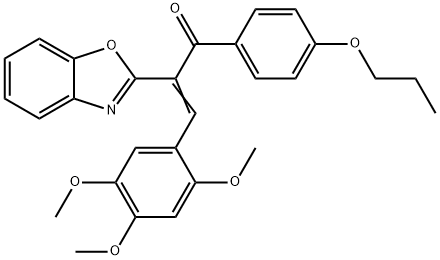 2-(1,3-benzoxazol-2-yl)-1-(4-propoxyphenyl)-3-(2,4,5-trimethoxyphenyl)-2-propen-1-one Struktur