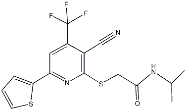 2-{[3-cyano-6-(2-thienyl)-4-(trifluoromethyl)-2-pyridinyl]sulfanyl}-N-isopropylacetamide Struktur