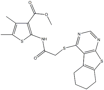 methyl 4,5-dimethyl-2-{[(5,6,7,8-tetrahydro[1]benzothieno[2,3-d]pyrimidin-4-ylsulfanyl)acetyl]amino}-3-thiophenecarboxylate Struktur