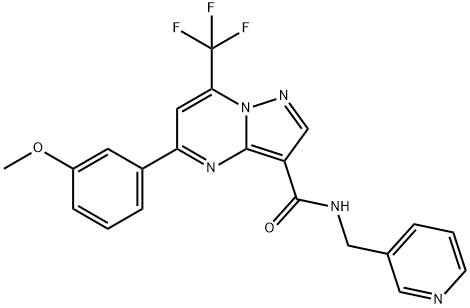 5-(3-methoxyphenyl)-N-(3-pyridinylmethyl)-7-(trifluoromethyl)pyrazolo[1,5-a]pyrimidine-3-carboxamide Struktur