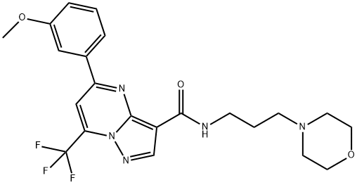 5-(3-methoxyphenyl)-N-[3-(4-morpholinyl)propyl]-7-(trifluoromethyl)pyrazolo[1,5-a]pyrimidine-3-carboxamide Struktur