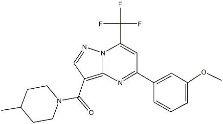 methyl 3-[3-[(4-methyl-1-piperidinyl)carbonyl]-7-(trifluoromethyl)pyrazolo[1,5-a]pyrimidin-5-yl]phenyl ether Struktur