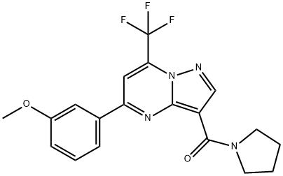 methyl 3-[3-(1-pyrrolidinylcarbonyl)-7-(trifluoromethyl)pyrazolo[1,5-a]pyrimidin-5-yl]phenyl ether Struktur