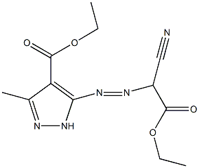 ethyl 5-[(1-cyano-2-ethoxy-2-oxoethyl)diazenyl]-3-methyl-1H-pyrazole-4-carboxylate Struktur