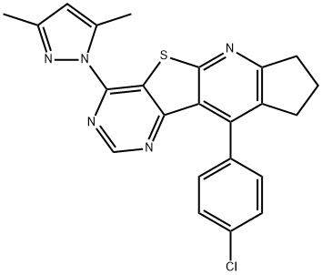 10-(4-chlorophenyl)-4-(3,5-dimethyl-1H-pyrazol-1-yl)-8,9-dihydro-7H-cyclopenta[5',6']pyrido[3',2':4,5]thieno[3,2-d]pyrimidine Struktur