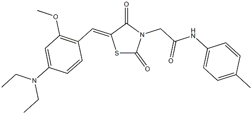 2-{5-[4-(diethylamino)-2-methoxybenzylidene]-2,4-dioxo-1,3-thiazolidin-3-yl}-N-(4-methylphenyl)acetamide Struktur