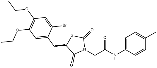 2-[5-(2-bromo-4,5-diethoxybenzylidene)-2,4-dioxo-1,3-thiazolidin-3-yl]-N-(4-methylphenyl)acetamide Struktur