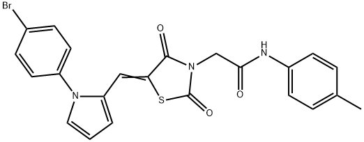 2-(5-{[1-(4-bromophenyl)-1H-pyrrol-2-yl]methylene}-2,4-dioxo-1,3-thiazolidin-3-yl)-N-(4-methylphenyl)acetamide Struktur