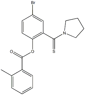 4-bromo-2-(pyrrolidin-1-ylcarbothioyl)phenyl 2-methylbenzoate Struktur