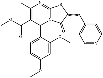 methyl 5-(2,4-dimethoxyphenyl)-7-methyl-3-oxo-2-(4-pyridinylmethylene)-2,3-dihydro-5H-[1,3]thiazolo[3,2-a]pyrimidine-6-carboxylate Struktur