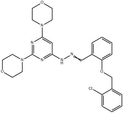 2-[(2-chlorobenzyl)oxy]benzaldehyde (2,6-dimorpholin-4-ylpyrimidin-4-yl)hydrazone Struktur