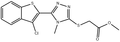 methyl {[5-(3-chloro-1-benzothien-2-yl)-4-methyl-4H-1,2,4-triazol-3-yl]sulfanyl}acetate Struktur