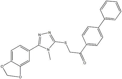 2-{[5-(1,3-benzodioxol-5-yl)-4-methyl-4H-1,2,4-triazol-3-yl]sulfanyl}-1-[1,1'-biphenyl]-4-ylethanone Struktur