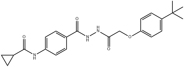 N-[4-({2-[(4-tert-butylphenoxy)acetyl]hydrazino}carbonyl)phenyl]cyclopropanecarboxamide Struktur