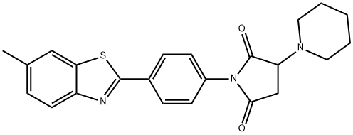 1-[4-(6-methyl-1,3-benzothiazol-2-yl)phenyl]-3-(1-piperidinyl)-2,5-pyrrolidinedione Struktur