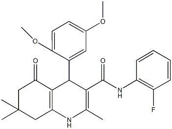 4-(2,5-dimethoxyphenyl)-N-(2-fluorophenyl)-2,7,7-trimethyl-5-oxo-1,4,5,6,7,8-hexahydro-3-quinolinecarboxamide Struktur