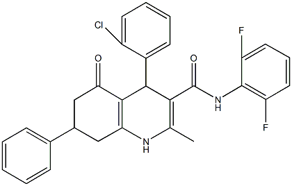 4-(2-chlorophenyl)-N-(2,6-difluorophenyl)-2-methyl-5-oxo-7-phenyl-1,4,5,6,7,8-hexahydro-3-quinolinecarboxamide Struktur